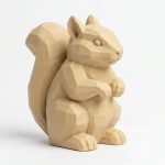 Wood Carved-Like Squirrel Figurine - Unique Desk Decor for Adults – 3D Printed in Canada - 3D Printed in Canada (White Oak)