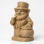 Wood Carved-Like Leprechaun Figurine - Unique Desk Decor for Adults 3D Printed in Canada - 3D Printed in Canada (Classic Birch)