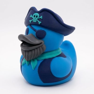 Pirate Captain Duck Figurine – Funny Bathroom Décor, Nautical Shelf Display, Pirate Rubber Duck Gift, Novelty Collectible for Adults & Teens – 3D Printed in Canada (Ocean Blue)
