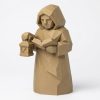 Figurine sculptée bois Lecture nocturne