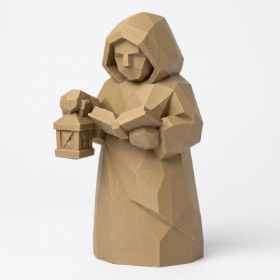 Wood Carved-Like Night Reader Figurine - Unique Desk Decor for Adults 3D Printed in Canada - 3D Printed in Canada (Classic Birch)