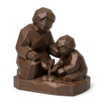 Wood Carved-Like Growing Together Figurine - Unique Shelf Decor for Adults – 3D Printed in Canada - 3D Printed in Canada (Black Walnut)