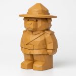 Wood Carved Canadian Bear Collectible Figurine in Ochre Yellow Finish - 3D Printed in Canada (Ochre Yellow)