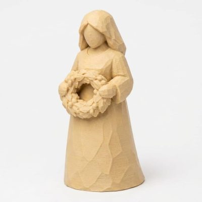 Wood Carved-Like Wreath Figurine - Unique Desk Decor for Adults – 3D Printed in Canada - 3D Printed in Canada (White Oak)