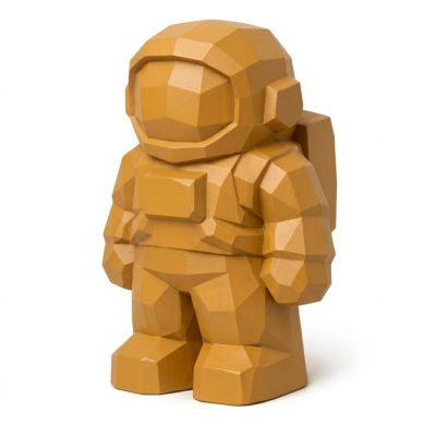 Wood-Carved-Like Astronaut Collectible Figurine - Unique Desk Decor for Adults – 3D Printed in Canada - 3D Printed in Canada (Ochre Yellow)