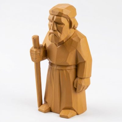 Wood Carved Before Leaving Figurine in Ochre Yellow Finish - 3D Printed in Canada (Ochre Yellow)