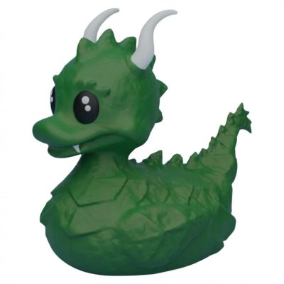 Horned Dragon Duck Collectible Figurine - Striking Green Fantasy Decor for Unique Gifts and Desk Displays - 3D Printed in Canada