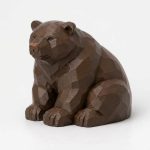 Wood Carved-Like Polar Bear Figurine - Unique Desk Decor for Adults – 3D Printed in Canada - 3D Printed in Canada (Black Walnut)