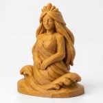 Wood Carved-Like Water Nymph Figurine - Unique Desk Decor for Adults – 3D Printed in Canada - 3D Printed in Canada (Ochre Yellow)