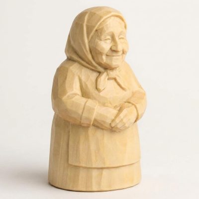 Wood Carved-Like Grandmother Figurine - Unique Desk Decor for Adults – 3D Printed in Canada - 3D Printed in Canada (White Oak)