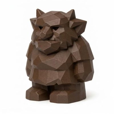 Wood Carved-Like Forest Troll Figurine - Unique Desk Decor for Collectors – 3D Printed in Canada - 3D Printed in Canada (Black Walnut)