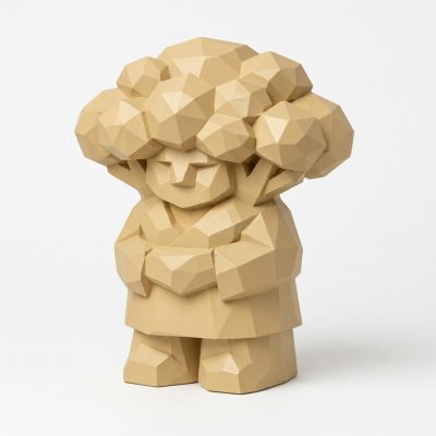 Wood Carved Blooming Tree Collectible Figurine in White Oak Finish - 3D Printed in Canada (White Oak)