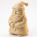 Wood Carved Santa Claus Figurine in White Oak Finish - 3D Printed in Canada (White Oak)
