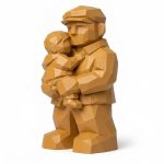 Wood-Carved-Like Father and Figurine in Ochre Yellow Finish - 3D Printed in Canada (Ochre Yellow)