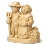 Wood Carved-Like Homestead Figurine in White Oak Finish - 3D Printed in Canada (White Oak)