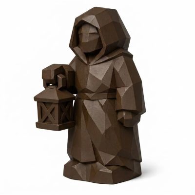 Wood Carved-Like Lamp at Dusk Figurine in Black Walnut Finish - 3D Printed in Canada (Black Walnut)