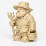 Wood Carved-Like Québec Farmhouse Figurine in White Oak Finish - 3D Printed in Canada (White Oak)