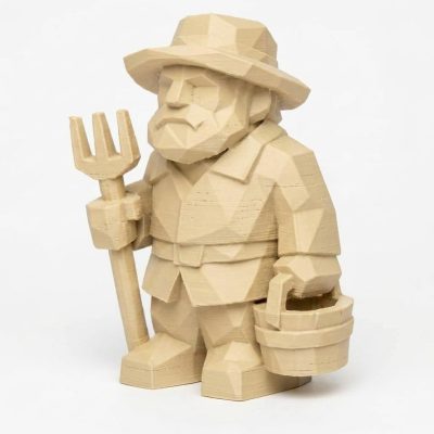 Wood Carved-Like Québec Farmhouse Figurine in White Oak Finish - 3D Printed in Canada (White Oak)