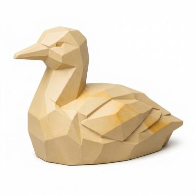 Wood Carved Canadian Loon Collectible Figurine in White Oak Finish - 3D Printed in Canada (White Oak)