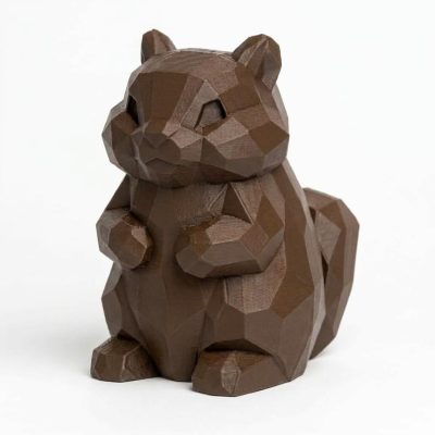 Wood Carved-Like Chipmunk Figurine - Unique Desk Decor for Adults – 3D Printed in Canada - 3D Printed in Canada (Black Walnut)