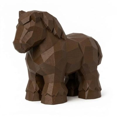 Wood Carved-Like Clydesdale Figurine - Unique Desk Decor for Adults – 3D Printed in Canada - 3D Printed in Canada (Black Walnut)