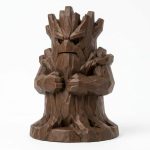Wood Carved-Like Tree Ent Figurine - Unique Desk Decor for Adults – 3D Printed in Canada - 3D Printed in Canada (Black Walnut)