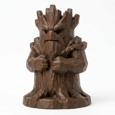 Wood Carved-Like Tree Ent Figurine - Unique Desk Decor for Adults – 3D Printed in Canada - 3D Printed in Canada (Black Walnut)