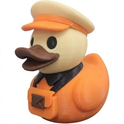 Postman Duck Figurine - Funny Mail Carrier Desk Decor - Unique Gift for Adults - 3D Printed in Canada (Sunset Orange)