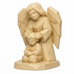 Wood Carved Angel Watching Over Collectible Figurine in White Oak Finish - 3D Printed in Canada (White Oak)