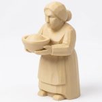 Wood Carved Woman Sunday Dinner Figurine in White Oak Finish - 3D Printed in Canada (White Oak)