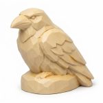 Wood Carved-Like Raven Figurine in White Oak Finish - 3D Printed in Canada (White Oak)