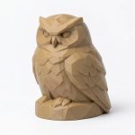 Wood Carved-Like Snowy Owl Figurine - Unique Desk Decor for Adults 3D Printed in Canada - 3D Printed in Canada (Classic Birch)