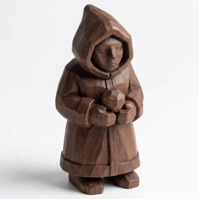 Wood Carved Winter Game Figurine in Black Walnut Finish - 3D Printed in Canada (Black Walnut)
