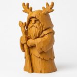 Wood Carved Forest Spirit Collectible Figurine in Ochre Yellow Finish - 3D Printed in Canada (Ochre Yellow)