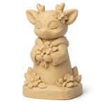 Wood Carved-Like Spring Fawn Figurine - Unique Desk Decor for Adults – 3D Printed in Canada - 3D Printed in Canada (White Oak)