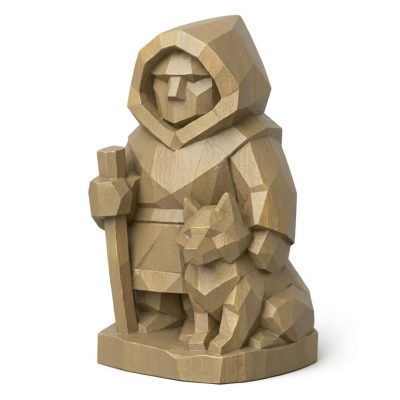 Wood Carved-Like Northern Companion Figurine - Unique Desk Decor for Adults 3D Printed in Canada - 3D Printed in Canada (Classic Birch)