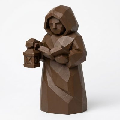 Wood Carved-Like Night Reader Figurine in Black Walnut Finish - 3D Printed in Canada (Black Walnut)