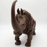 Wood Carved-Style Woolly Rhinoceros Figurine in Black Walnut Finish - 3D Printed in Canada (Black Walnut)
