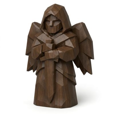 Wood-Carved Guardian Spirit Collectible Figurine in Black Walnut Finish - 3D Printed in Canada (Black Walnut)
