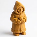 Wood Carved Winter Game Figurine in Ochre Yellow Finish - 3D Printed in Canada (Ochre Yellow)