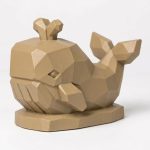Wood Carved-Like Whale Figurine - Unique Desk Decor for Adults 3D Printed in Canada - 3D Printed in Canada (Classic Birch)