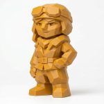 Wood Carved-Like Amelia Earhart Figurine - Unique Desk Decor for Adults – 3D Printed in Canada - 3D Printed in Canada (Ochre Yellow)