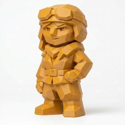 Wood Carved-Like Amelia Earhart Figurine - Unique Desk Decor for Adults – 3D Printed in Canada - 3D Printed in Canada (Ochre Yellow)