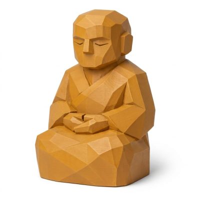 Wood Carved-Like Quiet Mind Figurine in Ochre Yellow Finish - 3D Printed in Canada (Ochre Yellow)