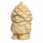 Wood Carved-Like Pinecone Figurine in White Oak Finish - 3D Printed in Canada (White Oak)