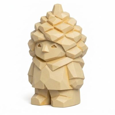 Wood Carved-Like Pinecone Figurine in White Oak Finish - 3D Printed in Canada (White Oak)