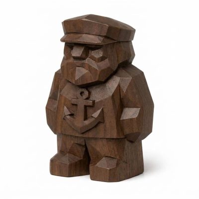 Wood Carved Anchor Collectible Figurine in Black Walnut Finish - 3D Printed in Canada (Black Walnut)