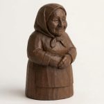Wood Carved-Like Grandmother Figurine - Unique Desk Decor for Adults – 3D Printed in Canada - 3D Printed in Canada (Black Walnut)