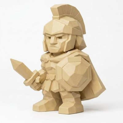Wood Carved-Like Alexander the Great Figurine - Unique Desk Decor for Collectors – 3D Printed in Canada - 3D Printed in Canada (White Oak)