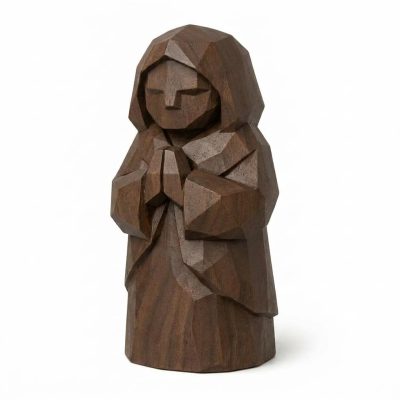 Wood Carved-Like Peaceful Spirit Figurine in Black Walnut Finish - 3D Printed in Canada (Black Walnut)